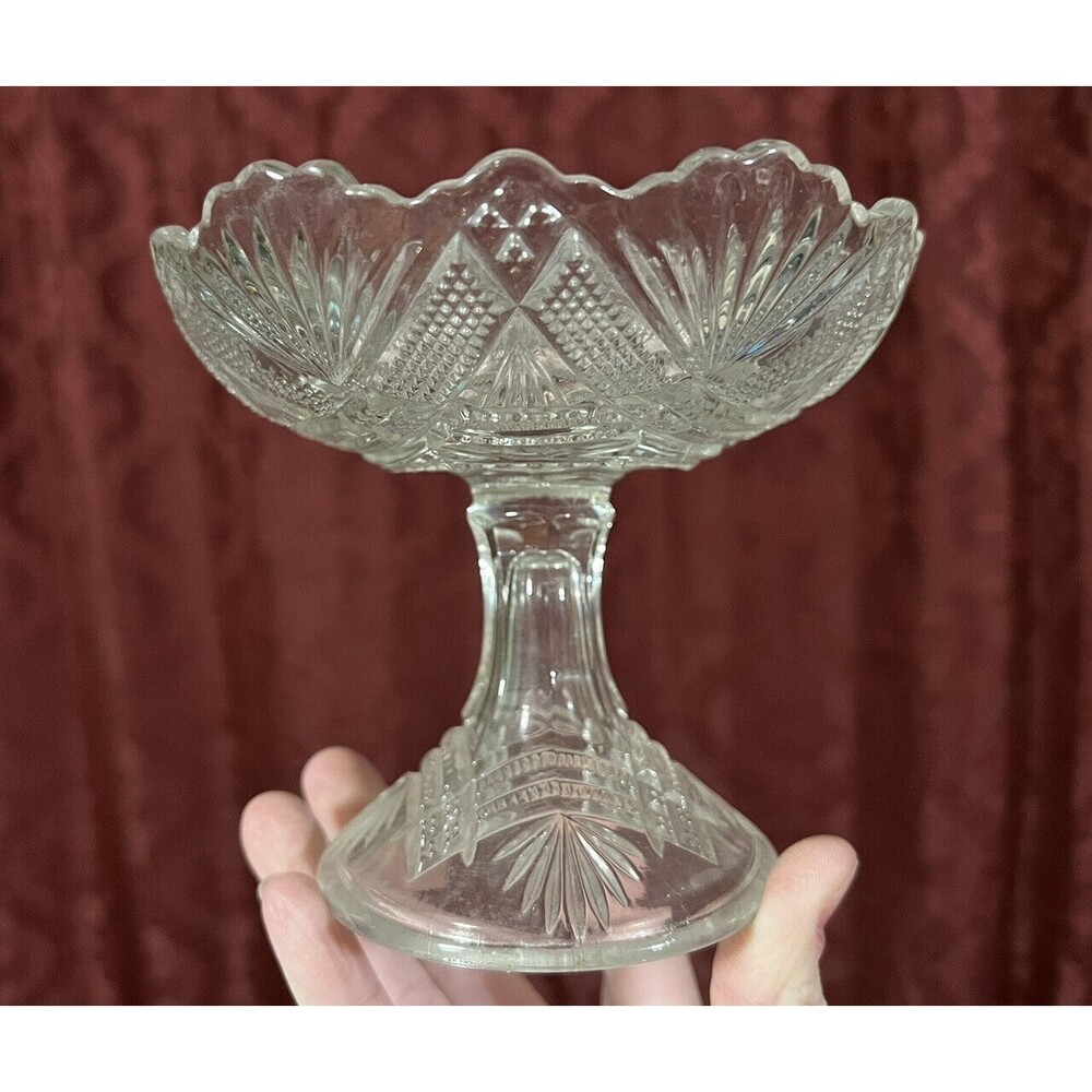 Antique EAPG DUNCAN'S SONS #28 Teepee aka Nemesis Compote 1896 Pressed Glass USA